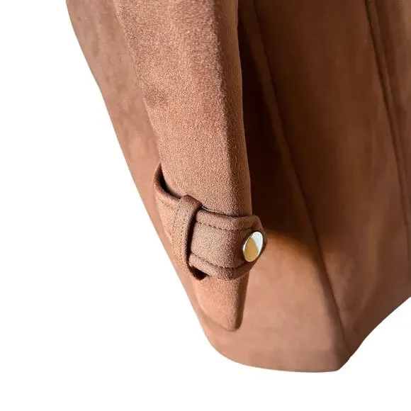 Magaschoni Faux Suede Brown Trench Coat - Size XS - Picture 6 of 10